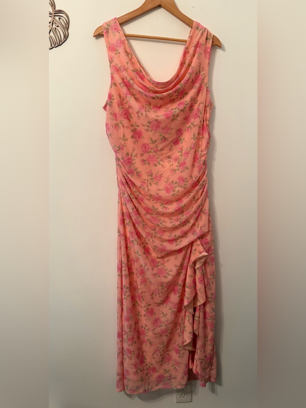 Altar'd State Pink Floral Cowl Neck Maxi Dress